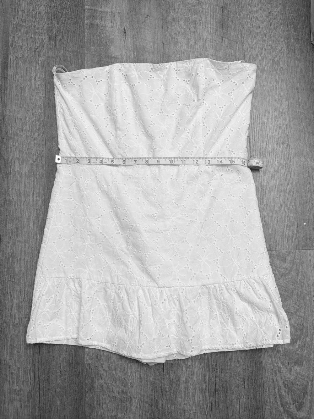 Strapless White Eyelet Romper